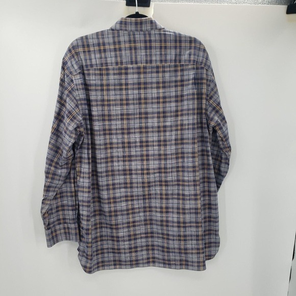 Orvis Blue Plaid Long Sleeve Button Down Shirt Mens Large Textured Cotton - Picture 11 of 12